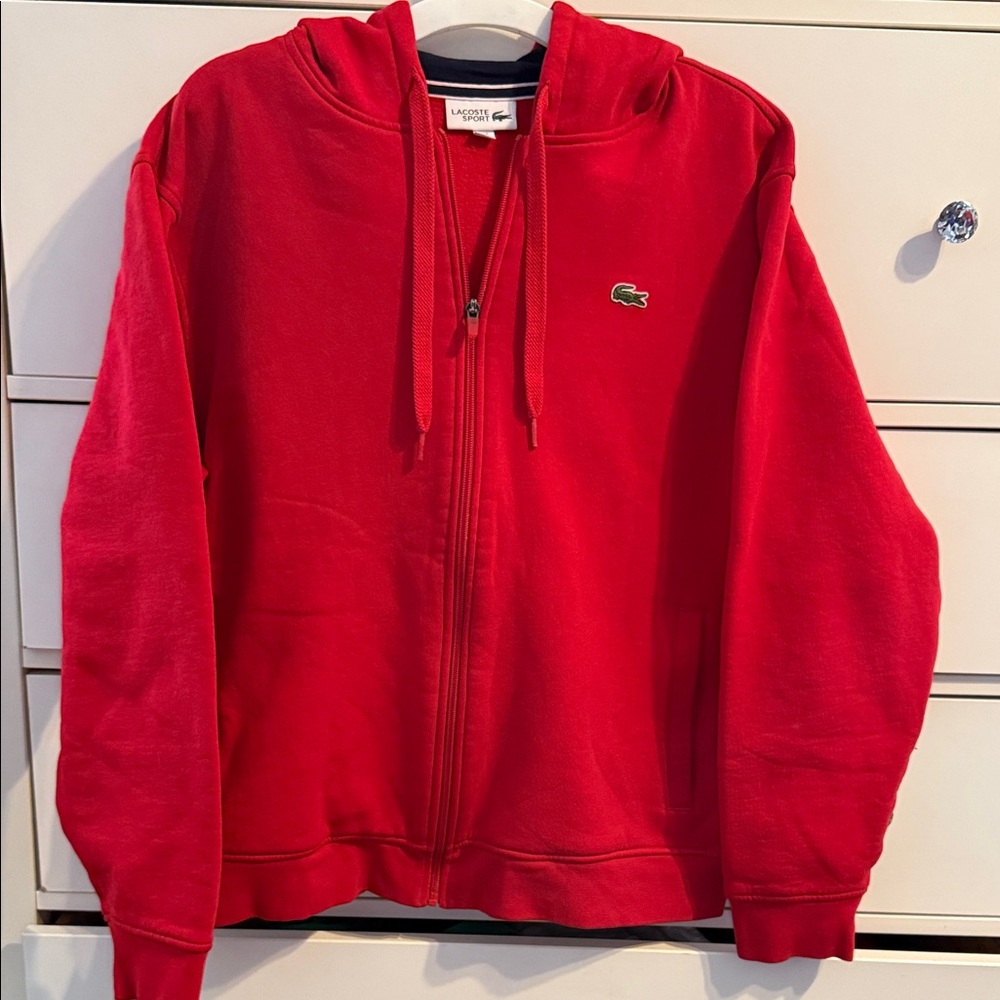Women’s Lacoste Vibrant Red Zip-Up Hoodie